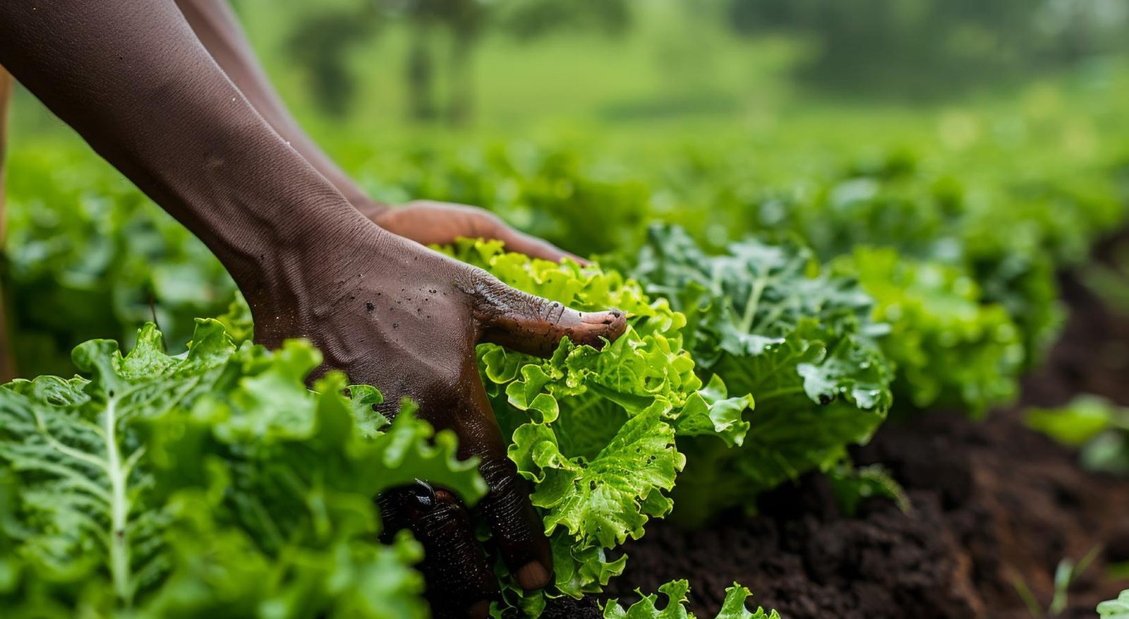 Vegetables being harvested on a commercial farm