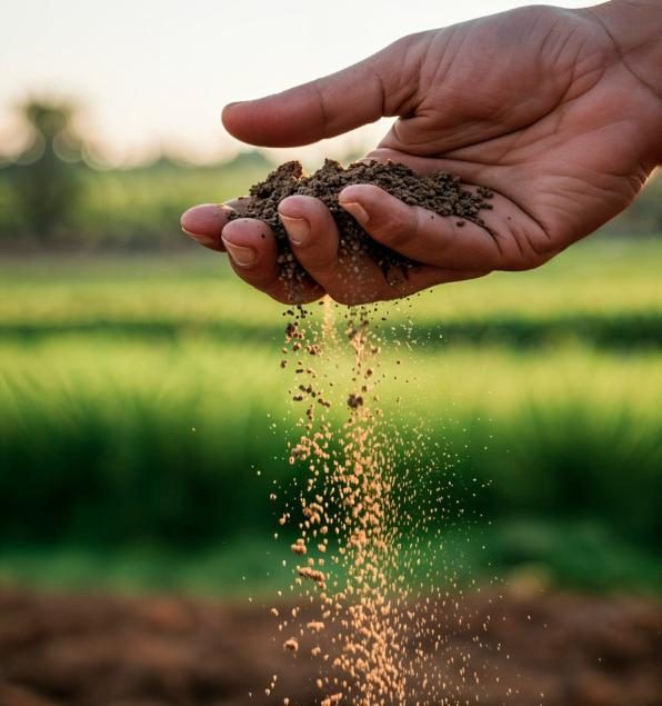 Soil being assessed by hand in a field
